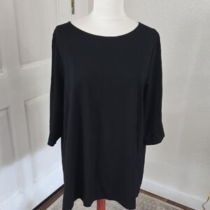 bryn Walker Black Long Sleeve Scoop Neck Top